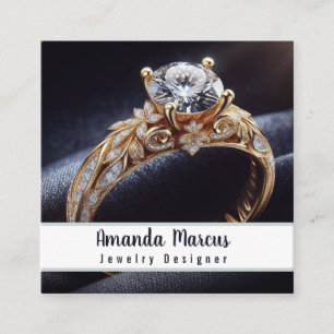 Diamond Ring Jewelry Designer Jeweler Fyrkantigt Visitkort