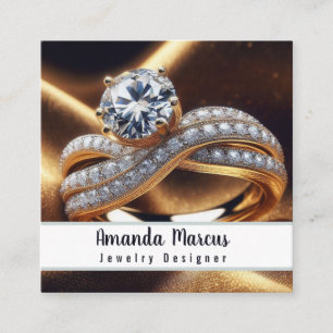 Diamond Ring Jewelry Designer Jeweler Fyrkantigt Visitkort