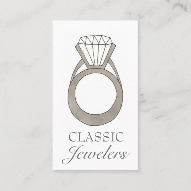 Diamond Ring Jewelry Shop Jeweler Mode Snyggt Visitkort (Framsida)