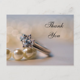 Diamond Ring och Pearls Bröllop Tack Vykort