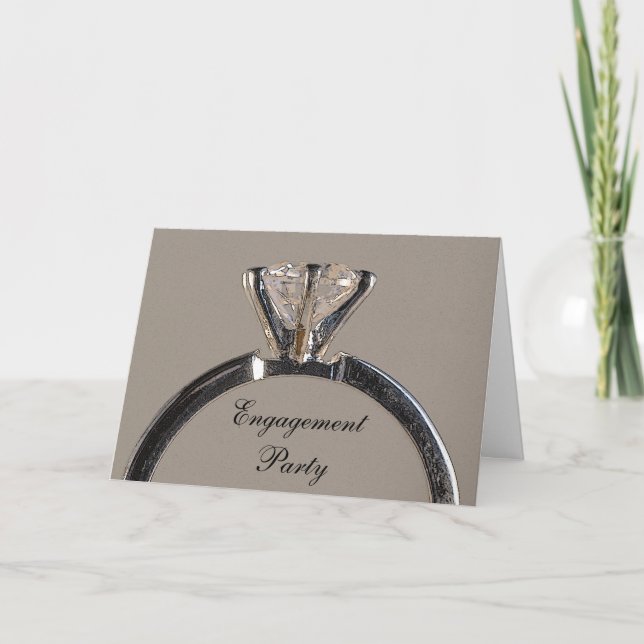 Diamond Ring om inbjudan till Grått Förlovningsfes (Framsida)