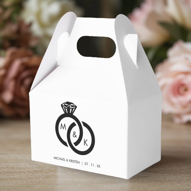 Diamond Ring par Monogram Bröllop Presentaskar (Diamond Ring Couple Monogram Wedding Favor Boxes
)