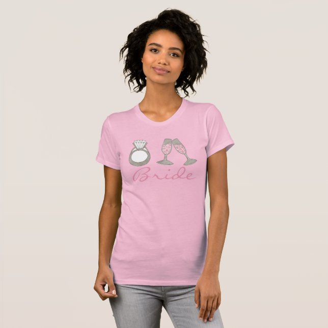 Diamond Ring Rosa Champagne Bröllop BRIDE Tee (Hel framsida)