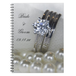 Diamond Ringar och Pearls Bröllop Anteckningsbok Med Spiral