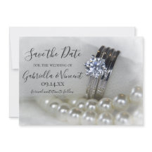 Diamond Ringar och Pearls Bröllop spara datum