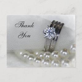 Diamond Ringar och White Pearls Bröllop Tack Vykort