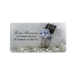 Diamond Ringar White Pearls Bröllop Returadress Adressetikett