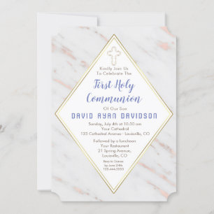 Diamond Ro Guld Marble First Heliga Communion Inbjudningar