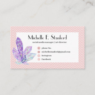 Diamond Rosa Chevron-Eleganten minimalistisk Visitkort