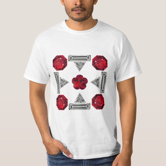 Diamond Ruby Gemstone Art, Red T Shirt (Framsida)