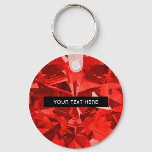 Diamond Ruby Gemstone Personlig Nyckelring