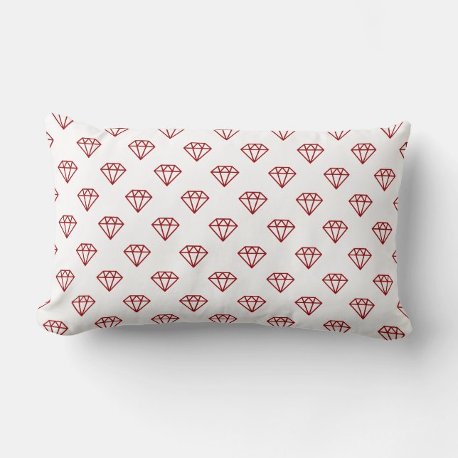 Diamond - Ruby Red on White Lumbarkudde (Framsida)