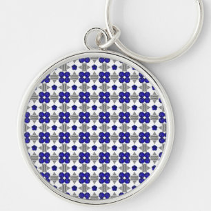 Diamond Sapphire Gemstone Art, Blue Rund Silverfärgad Nyckelring