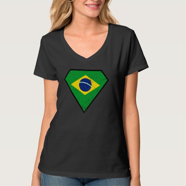 Diamond Shape Flagga i Brasilien. Brasiliansk Vint T Shirt (Framsida)