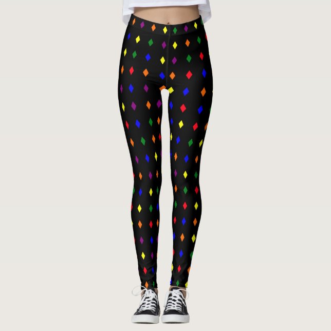 Diamond Shape Mönster Pride Färg Leggings (Framsida)