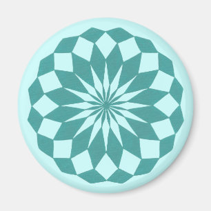 Diamond Shapes in Teal Turcos, Mandala Magnets Magnet