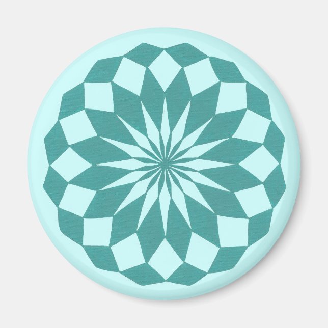 Diamond Shapes in Teal Turcos, Mandala Magnets Magnet (Framsidan)