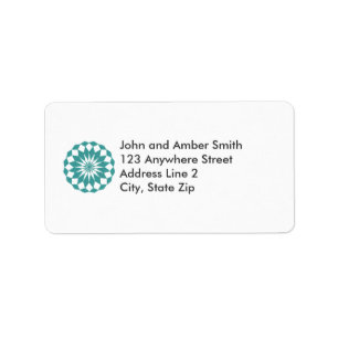 Diamond Shapes in Teal Turquise, Mandala Adress Adressetikett