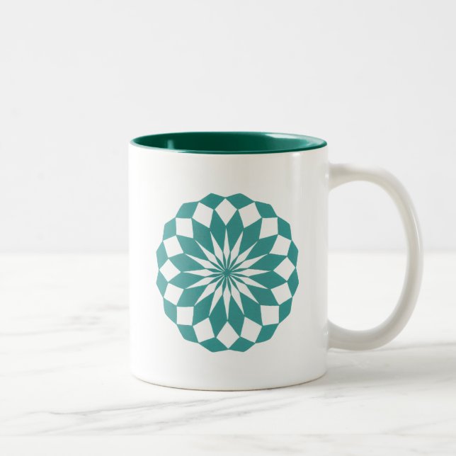 Diamond Shapes in Teal Turquise, Mandala Mugg (Höger)