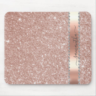 Diamond Silver Glitter Namn Monogram Mus Pad Musmatta