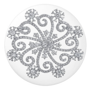 Diamond Snowflake Ceramic pull Knopp