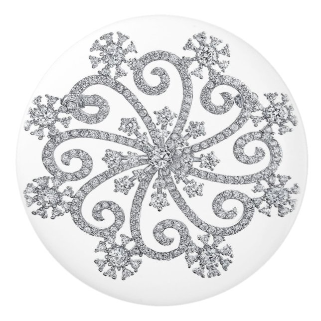 Diamond Snowflake Ceramic pull Knopp (Framsidan)
