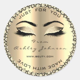 Diamond Sparkly Glitter Guld-lash gjord med Kärlek Runt Klistermärke