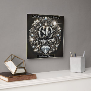 Diamond Splendor: 60-årsjubileumsdesign Fyrkantig Klocka