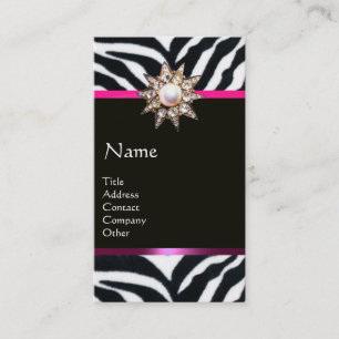 DIAMOND STAR ROSA BLACK WHITE ZEBRA PÄLS MONOGRAM VISITKORT