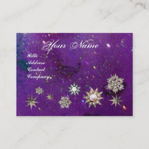 DIAMOND STARS MONOGRAM,lila blue sparkles Visitkort