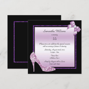 Diamond Stiletto & Romantic Bow Birthday Inbjudningar
