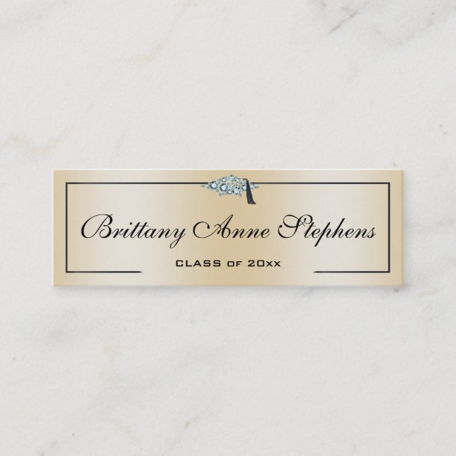 Diamond Studed Grad Cap Ro Guld Telefonkort (Framsida)