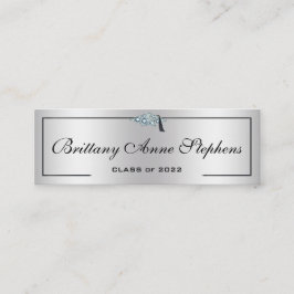 Diamond Studed Grad Cap Silver 2 Telefonkort