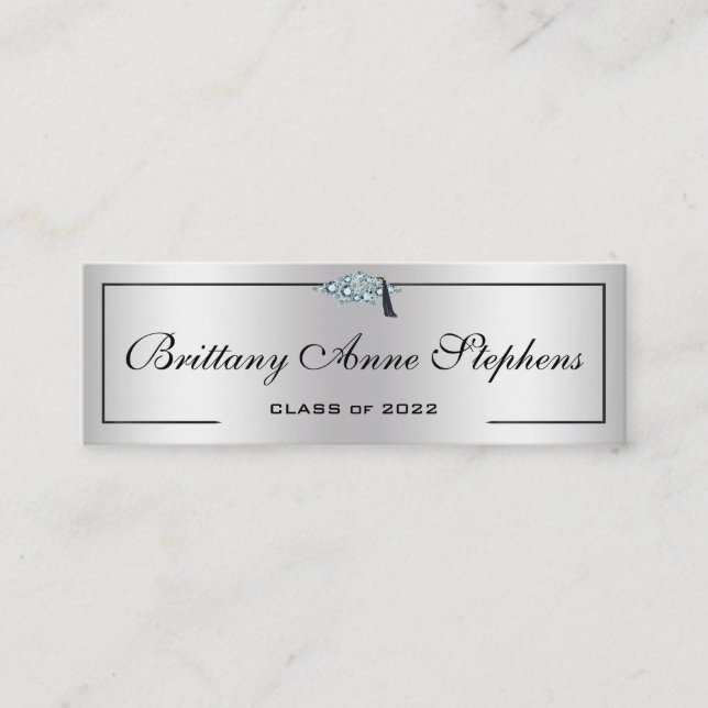 Diamond Studed Grad Cap Silver 2 Telefonkort (Framsida)