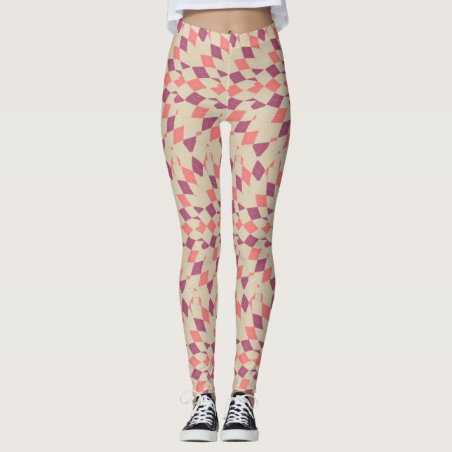 Diamond Swirl Mönster Leggings (Framsida)