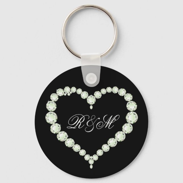 Diamond ThMeed Monogram "Hans och Hennes initialer Nyckelring (Framsida)