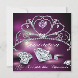 Diamond Tiara Glam Quinceañera-inbjudan Inbjudningar