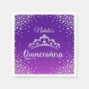 Diamond Tiara Krona Personlig Quinceanera Pappersservett