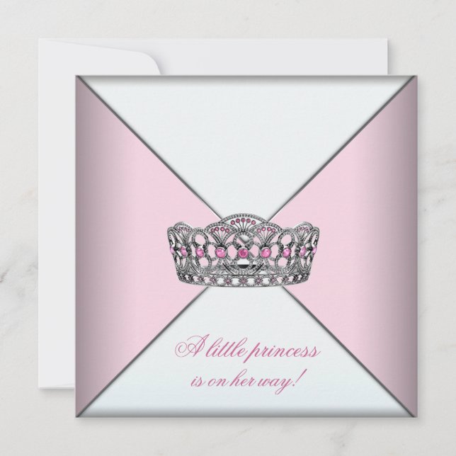 Diamond Tiara Rosa Princess Baby Shower Inbjudningar (Framsida)