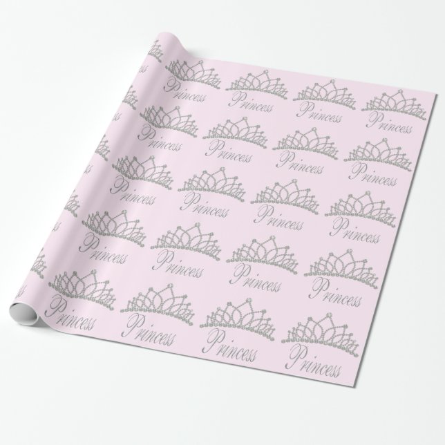 Diamond Tiara Rosa Princess Wapping Papper Presentpapper (Utrullad)