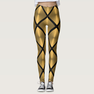 Diamond Tile Mönster Guld Leggings