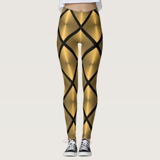 Diamond Tile Mönster Guld Leggings