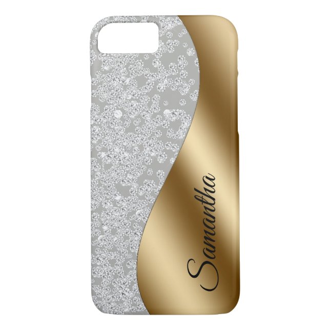 Diamond Titta Bling Guld Metall Personlig Case-Mate iPhone Skal (Baksida)