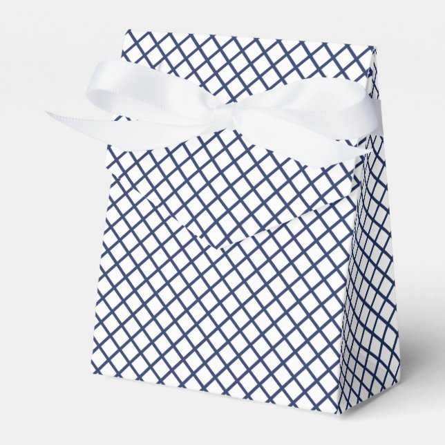 Diamond Trellis Marinblå - Vit Presentaskar (Framsidan Sidan)