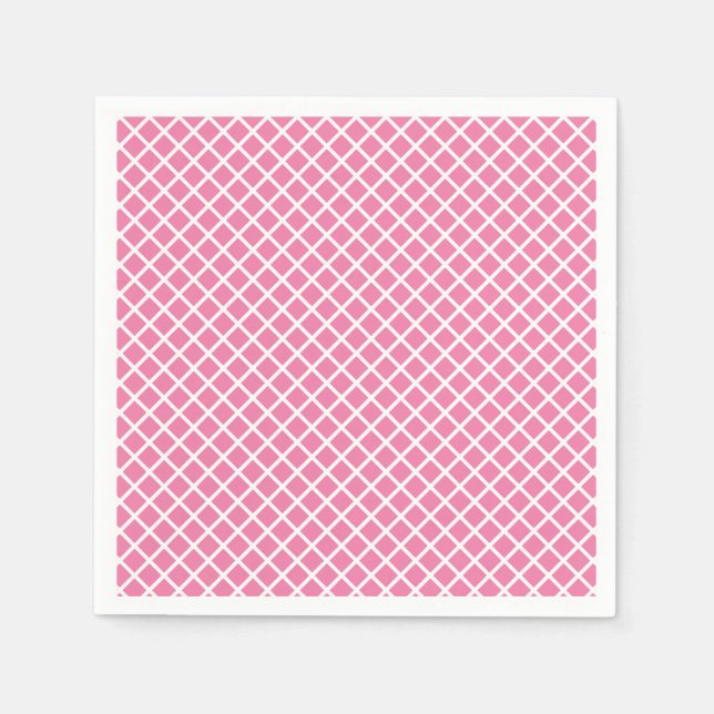 Diamond Trellis Vit - Fuchsia Rosa Pappersservett (Framsidan)