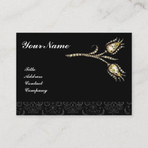 DIAMOND TULIPS DAMASK MONOGRAM, Svart och vitt Visitkort