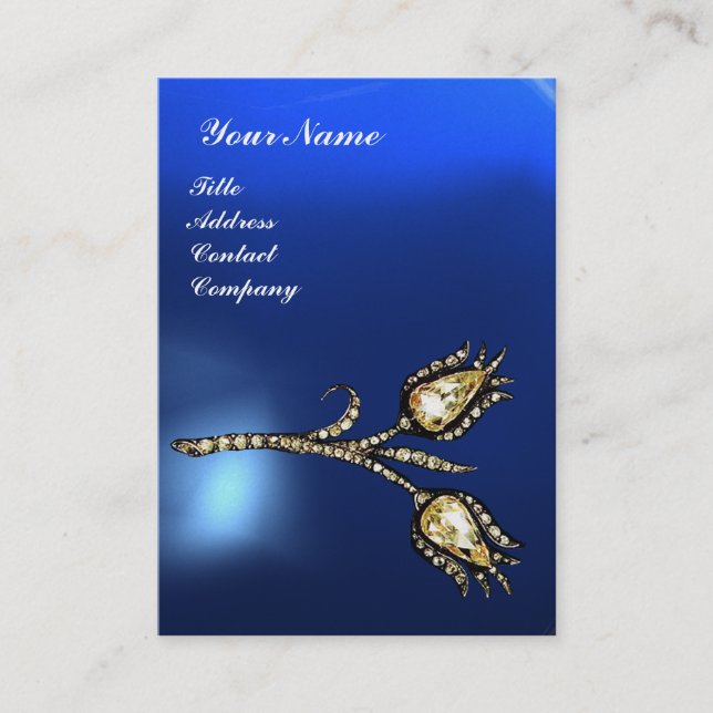 DIAMOND TULIPS MONOGRAM, Blue Sapphire Pearl Visitkort (Framsida)