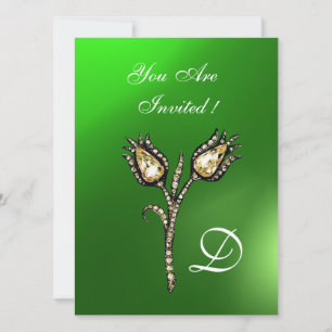 DIAMOND TULIPS MONOGRAM, Grönt Emerald Inbjudningar