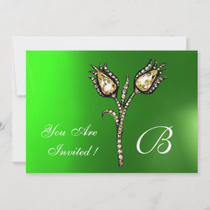 DIAMOND TULIPS MONOGRAM, Grönt Emerald Inbjudningar