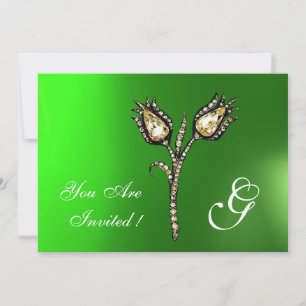 DIAMOND TULIPS MONOGRAM, Grönt Emerald Inbjudningar